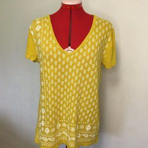 Bandana Print Yellow V-neck
